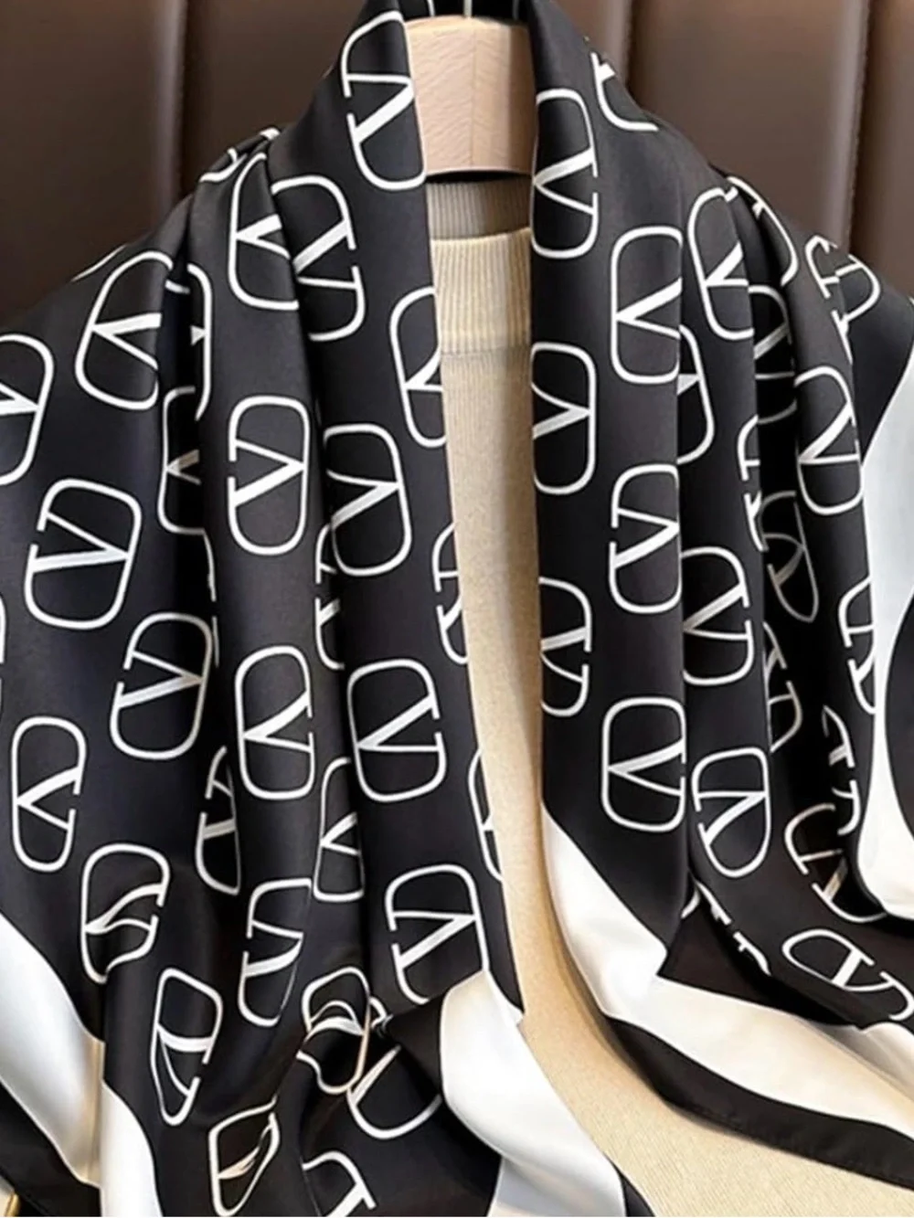VALENTINO Silk-Effect Logo Scarf